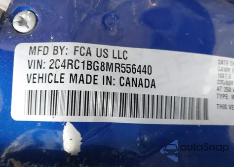 2021 Chrysler Pacifica Touring L z USA, uszkodzony, nr VIN 2C4RC1BG8MR556440